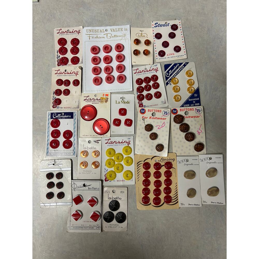 Vintage Buttons All Full Cards Assorted Sizes, Styles and Brands NOS